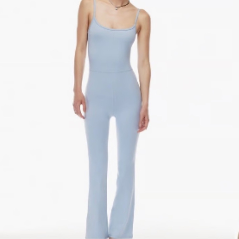 Aritzia Wilfred Free Divinity Flare Jumpsuit light blue; size small